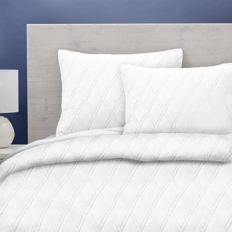 Cotton Sateen Coverlet, Queen Coverlet + 2 Shams, White