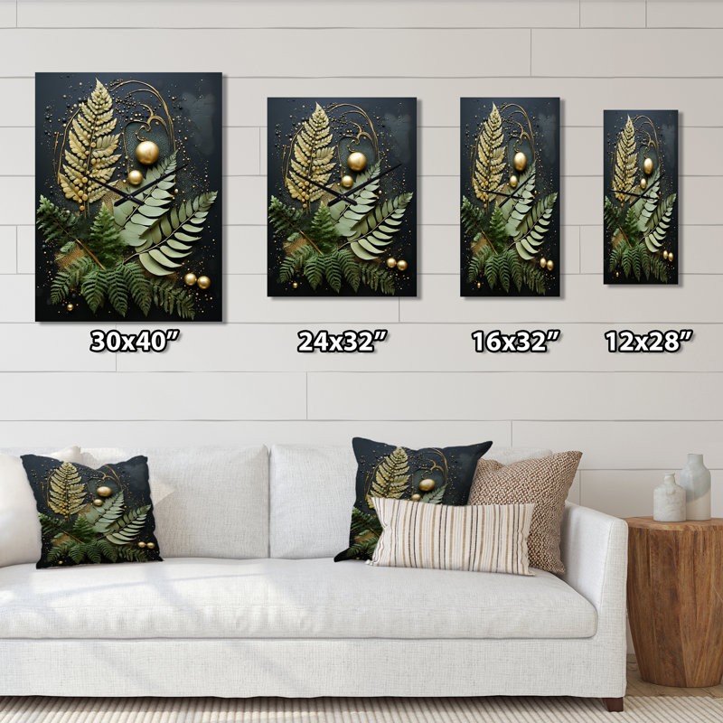 Horloge murale Ferns Plant Timeless Elegance III - Floral, Petit
