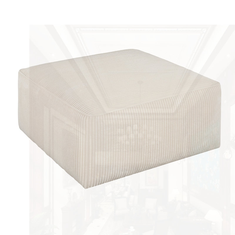 Repose-pieds rembourré carré, Tissu beige