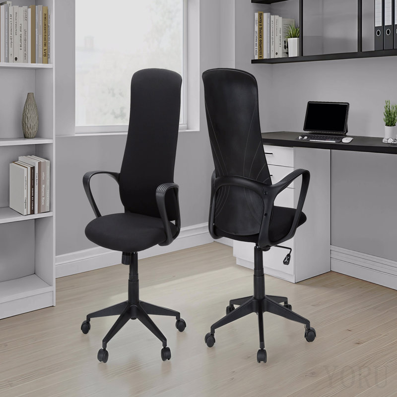 Office Chair, Adjustable Height, Armrests, Swivel, Ergonomic, Work, Black Fabric, Black Metal, Contemporary, Modern