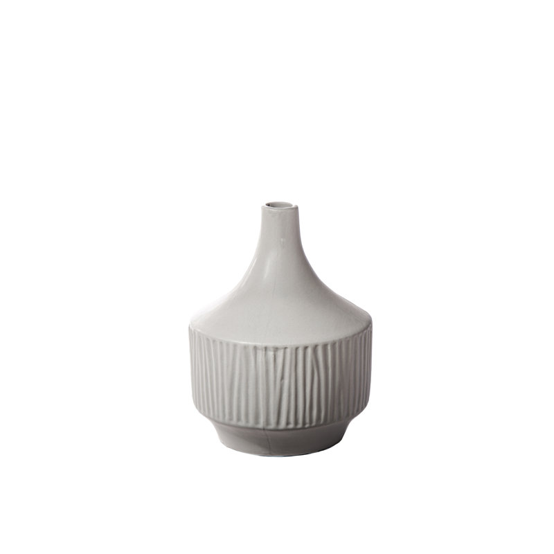 Jativa Ceramic / Porcelain Table Vase, Gray, 9" H x 6" W x 6" D