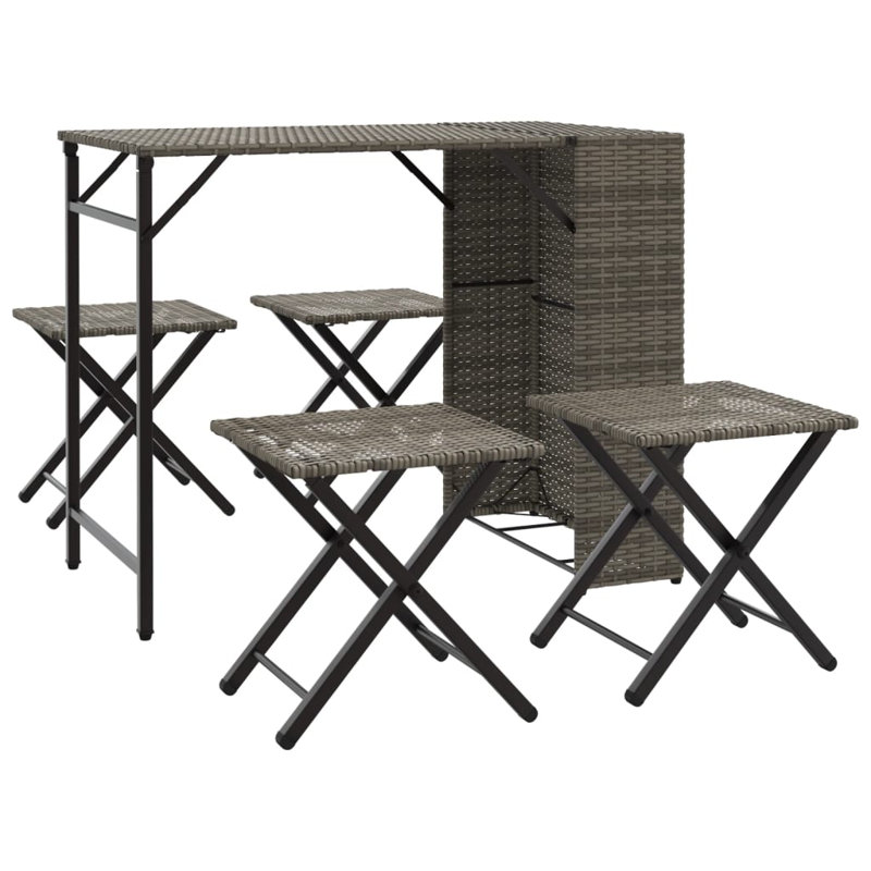 4 - Person Wicker Patio Dining Set with Rectangular Table, Grey
