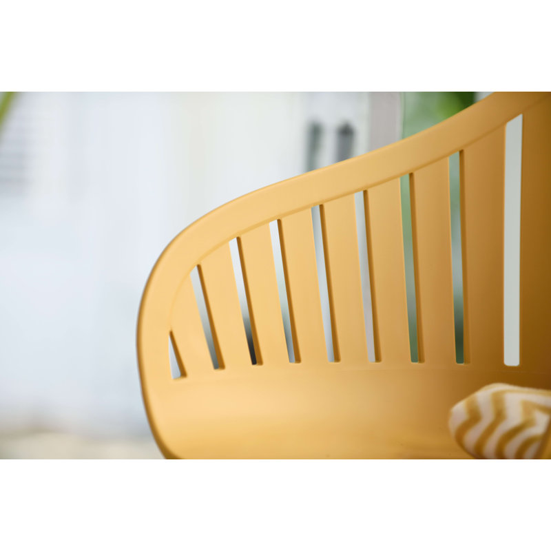 Dugas 9Pc Outdoor Patio FSC Teak Extendable Dining Set - Yellow Chairs, Yellow