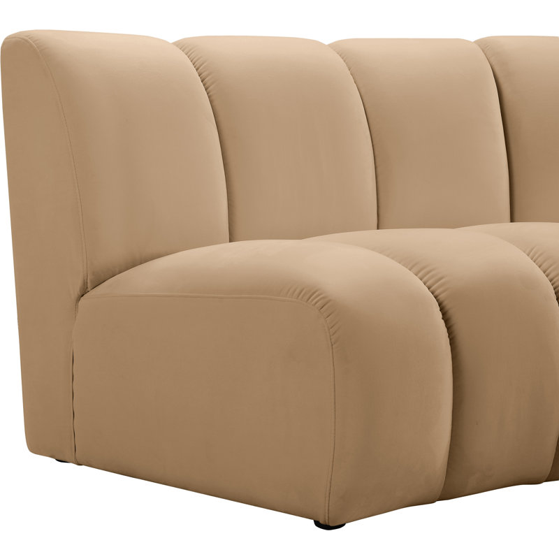 Canapé modulaire en velours Infinity, Velours brun clair, 7 pièces