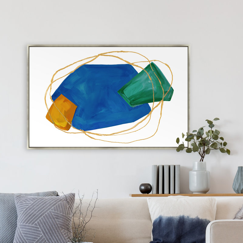 Inviter II par Ann Duffy, H 31,5 po x l 48,5 po x P 1,5 po, Image gel brossé, Blue