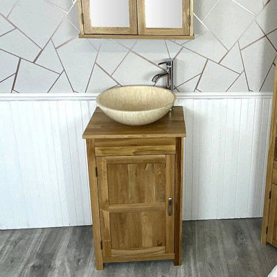 Marshburn 485mm Single Bathroom Vanity with Vessel Stone Basin