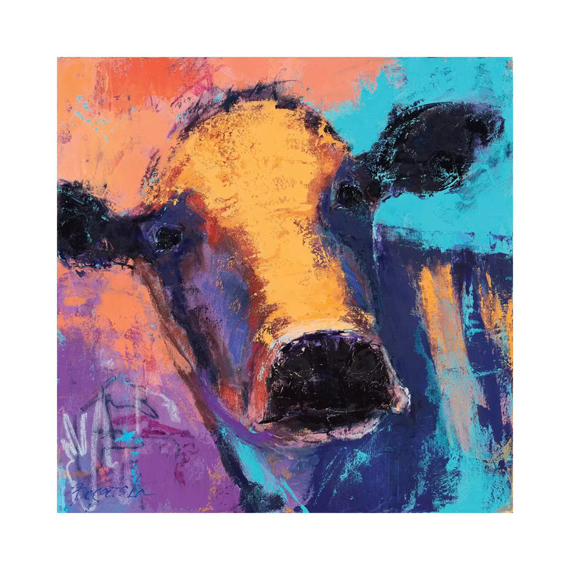 Purple Cow 1 Piece Painting on Canvas, 45.72cm H x 45.72cm W x 3.81cm D, Wrapped Canvas