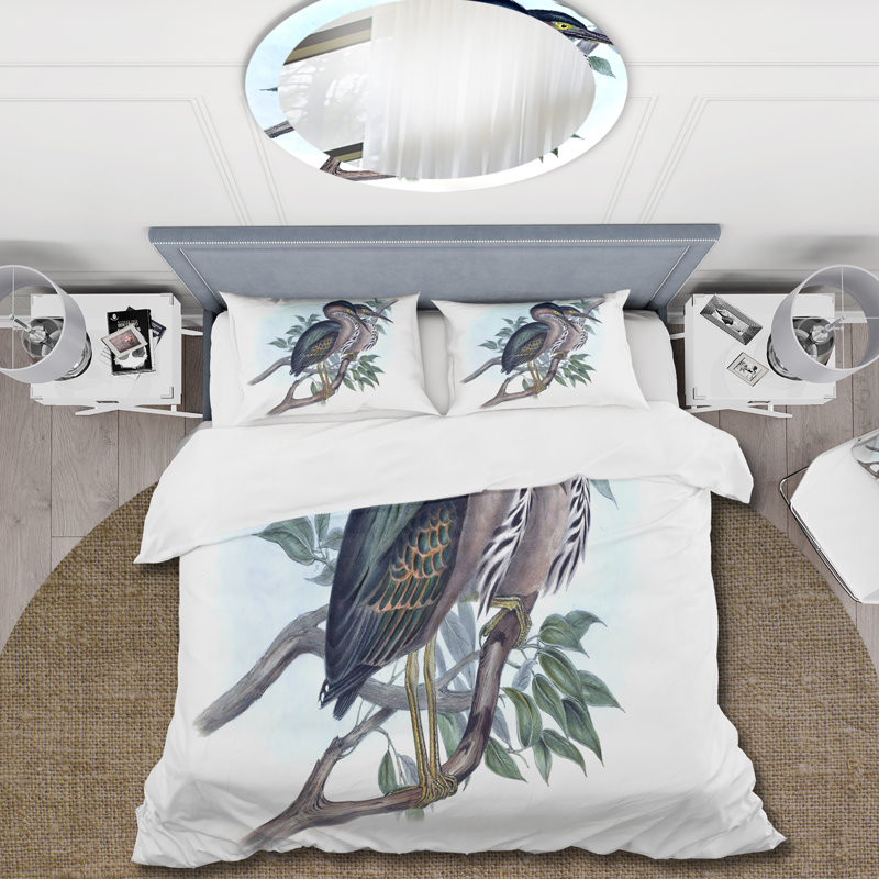 Ensemble de housse de couette Traditional Vintage Birds VII - microfibre de polyester