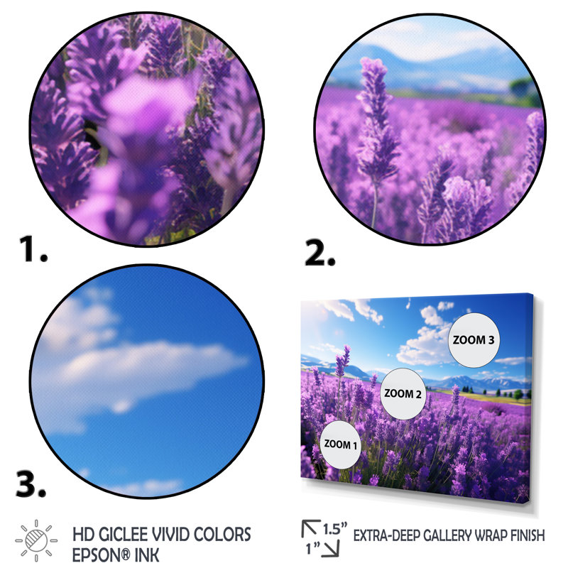 Brynnley fleurs sereine lavande II - impression, H 24 po x l 32 po x P 1 po, Cadre simple noir