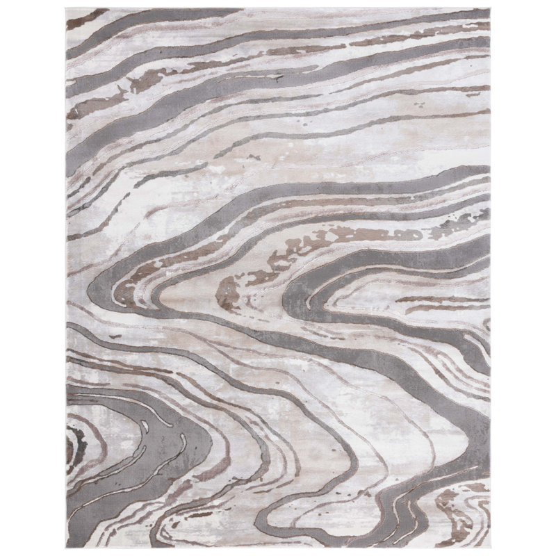 Swindle Abstract Gray/Beige Area Rug, Rectangle 8' x 10'