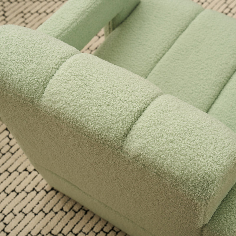 Upholstered Teddy Tufted Armchair, Sage Boucle