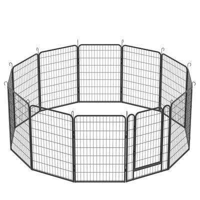 Clôture pour chien en métal - parc pour enfant robuste avec revêtement antirouille, mécanisme de verrouillage par gravité, protection du sol, choix de formes variées, couche de rouille pour l'intérieur et l'extérieur pour animaux de compagnie, ver