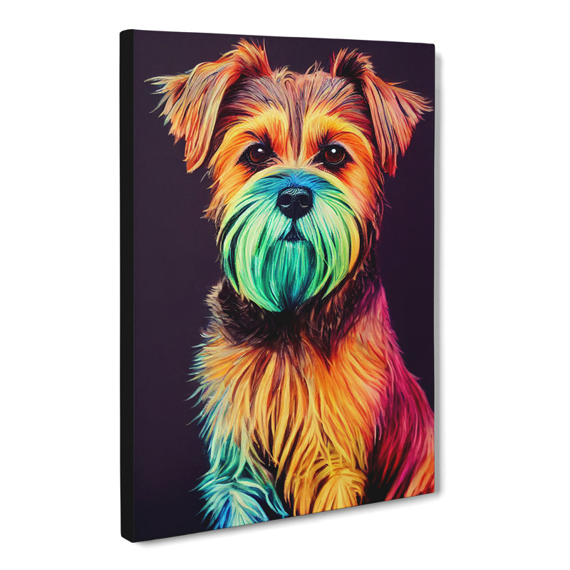 CAN-V0523-287X Border Terrier Crayon - Wrapped Canvas Print, 50cm H x 35cm W x 3cm D