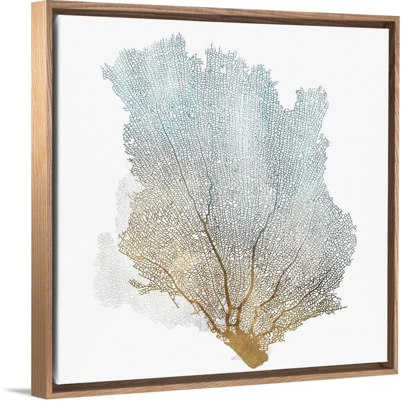 " Delicate Coral I " by Isabelle Z, Picture Framed Canvas, 25.25" H x 25.25" W, Natural Floating