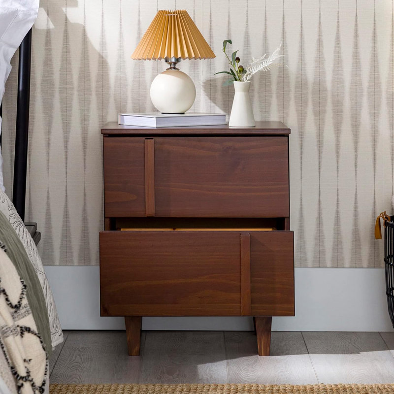 Modern Detail Drawer Solid Wood Bedside Table