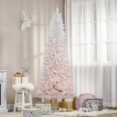 Sapin de Noël artificiel à forme allongée 6 'non éclairé, branches réalistes, base en acier