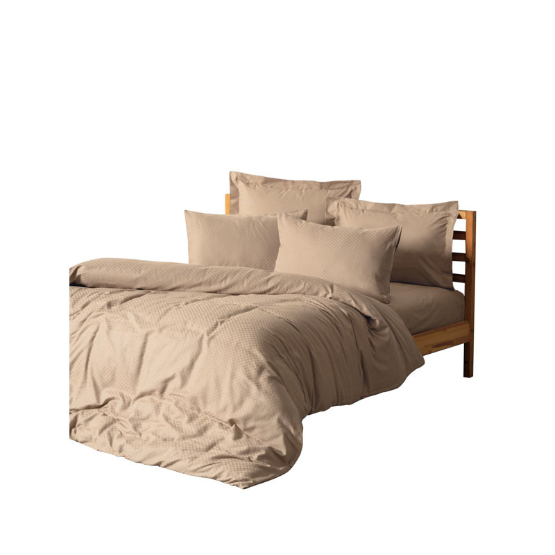 Luxury Ranforce Quilt Cover Set, 100% Cotton, Mink Color | Includes 79 x 87 Duvet Cover, 94 x 102 Flat Sheet, 20 x 28 Pillowcases (2) | Reactive Printing, Machine Washable, Button & Envelope Closure
