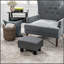 Repose-pieds compact gris anthracite avec repose-pieds en tissu de lin et pieds en plastique pour une utilisation polyvalente dans les petits espaces-545920284