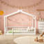 Structure de lit simple en bois avec clôture-681064684