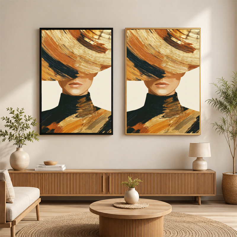 Art mural sur toile à large bord avec cadre flottant, prêt à accrocher, 24 po x 36 po, Beige