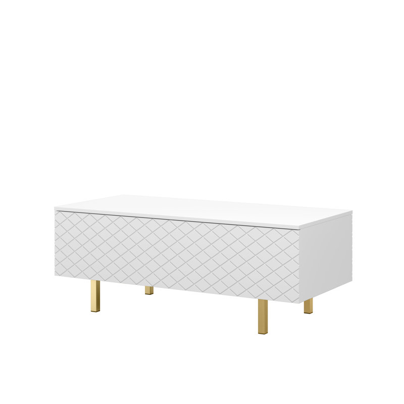 Aset Four Leg Coffee Table with Storage, White/Gold