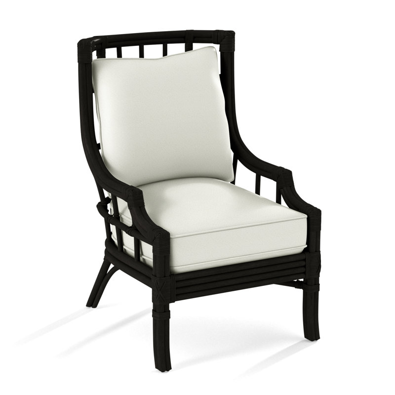 Fauteuil large 28,5 po Seville, Tissu beige performant - 0851-73, Noir antique
