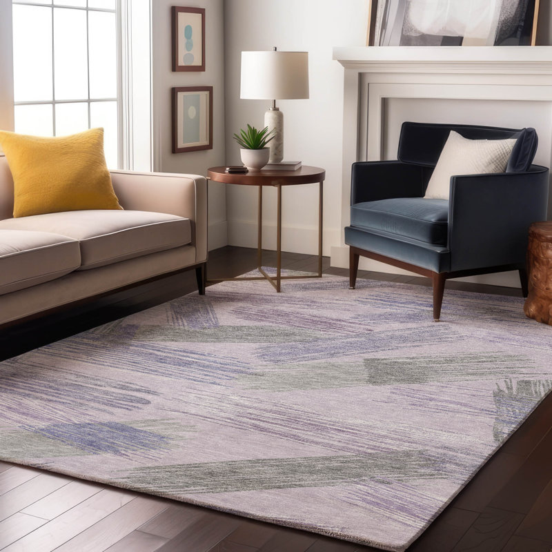 Tapis à rayures Mehara AMF1696 lavable à la machine de qualité supérieure, Rectangle 10 pi x 14 pi