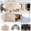 Pop up Gazebo Screen Tent, 15 x 15 ft, 13-Sided Spherical Camping Canopy Tent with Removable Top & Carry Bag, Quick-Set & Bite-Proof, Screen House Sun Shelter for 12-15 Persons, Beige