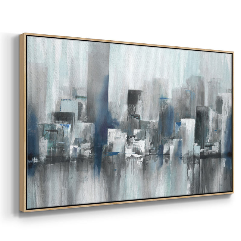 Cityscape In Blues, reproduction d'art sur toile, H 25 po x l 37 po x P 2 po, Naturel