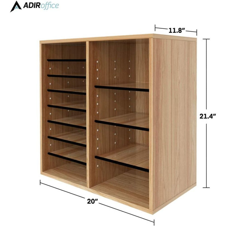 AdirOffice AdirOffice Medium Oak Wood 16 Extra-Wide Shelves Construction  Paper Organizer at