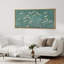 «Serene Sky Cranes In Flight On Teal», reproduction d'art sur toile encadrée-111375402-98042048