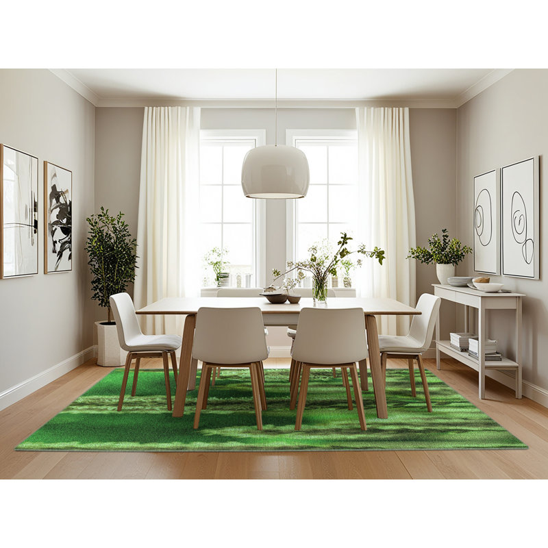 Tapis floral en laine vert, Rectangle 7 pi x 10 pi