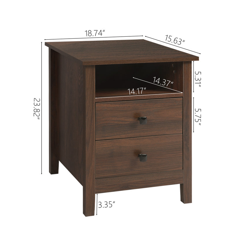 Set Of 2 Wooden Bedroom Nightstands With Drawer (Brown), Brown