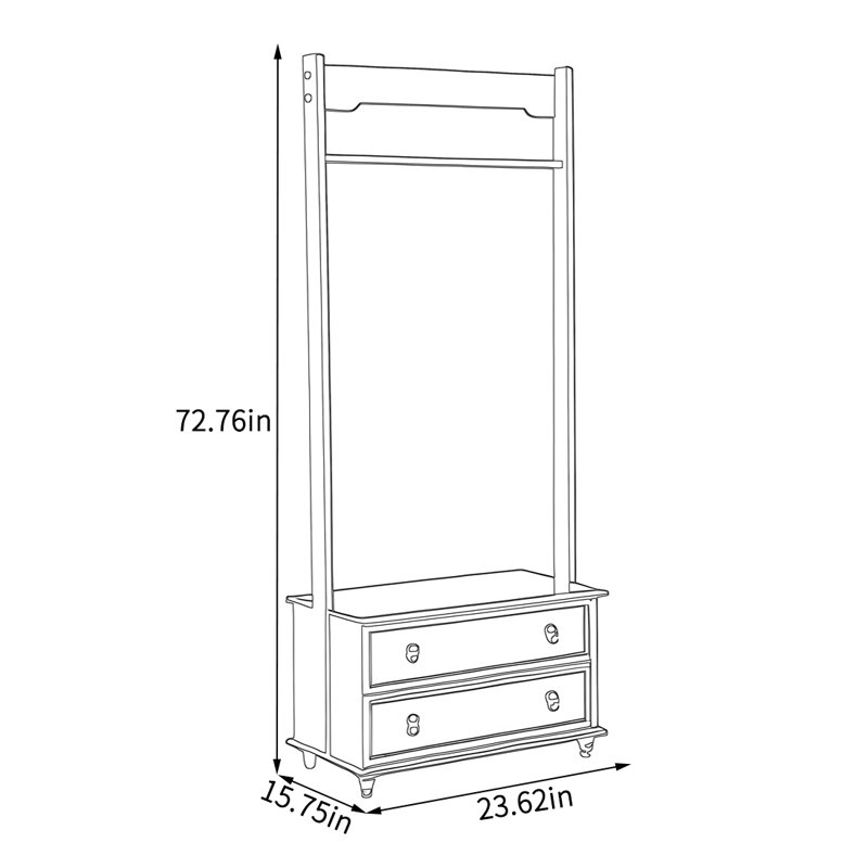 Solid Wood Coat Rack with Mortise - Tenon, 73" H x 24" W x 16" D