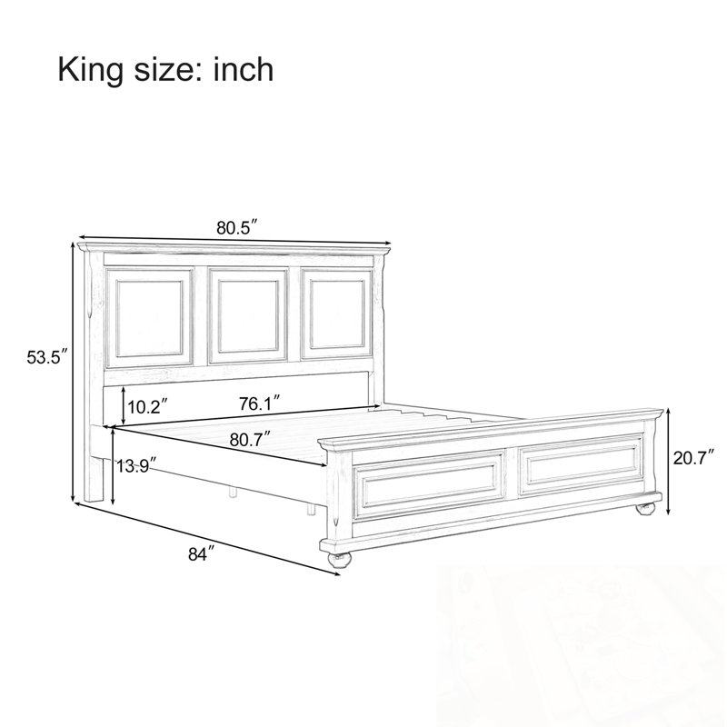 Grande base de lit pour tête de lit haute avec pieds robustes, Très grand lit, Brun