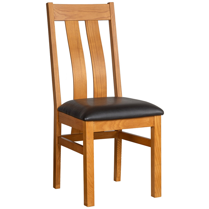 Clowers 50cm H Polyurethane Upholstered Slat Back Side Chair in Brown