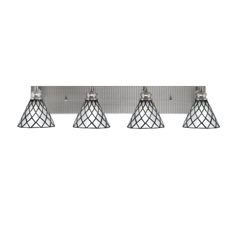 Barre d'éclairage de salle de bain 4 lumières Edge au fini nickel brossé avec verre de glace 7 po Diamond