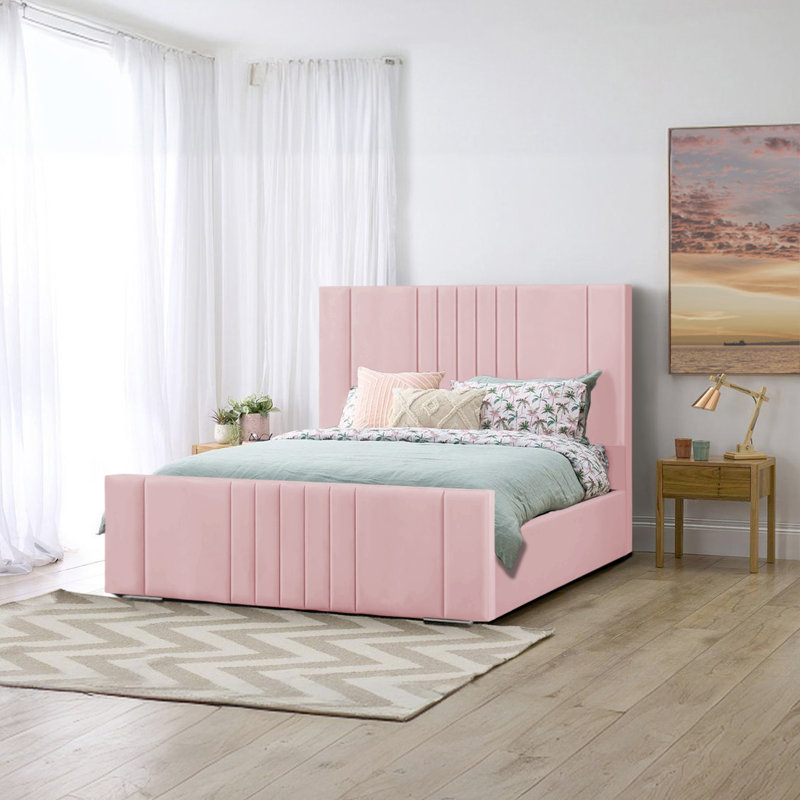 Agaro Upholstered Bed, Double (4'6), Pink