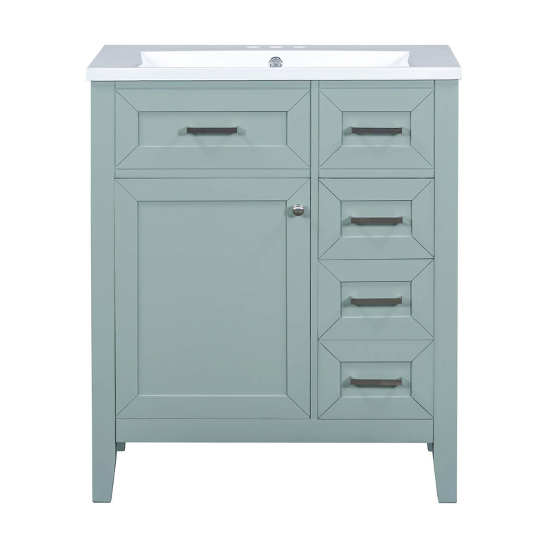 Ensemble de meuble-lavabo 30 po avec lavabo, armoire de salle de bain avec tiroirs, structure solide et panneau de fibres à densité moyenne