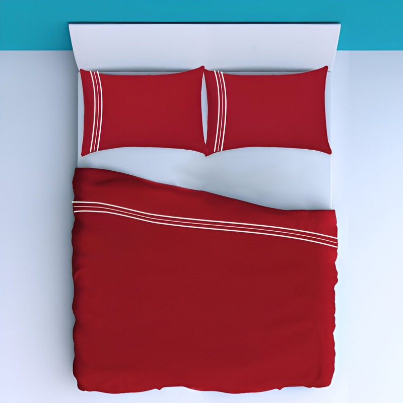 400TC Cotton Classic Luxurious Embroidery Cotton 4 Piece Sheet Set Fitted Sheet Fits Upto 16" Deep Pocket, Burgundy/White