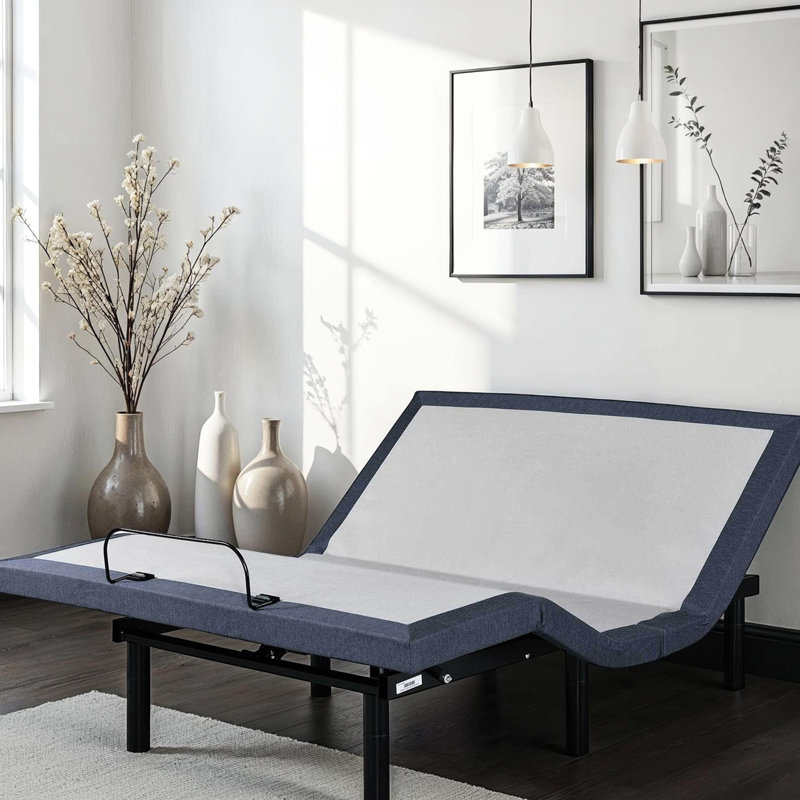 Twin Xl Bed Base Adjustable With 3 Levels Intensity Massage, Three Vibration Modes, Tv/zero Gravity/lounge Positions, 2 Ports, Under Led, One Touch Flat Return, Head & Foot Adjustment, Center