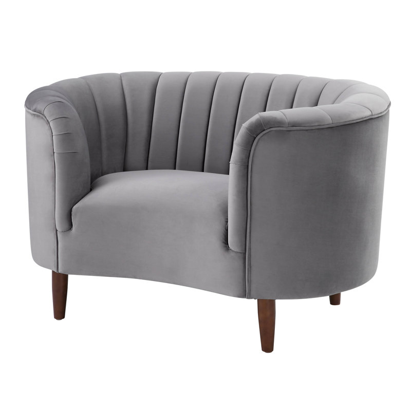 Chaise en velours jaune olive, Velours gris