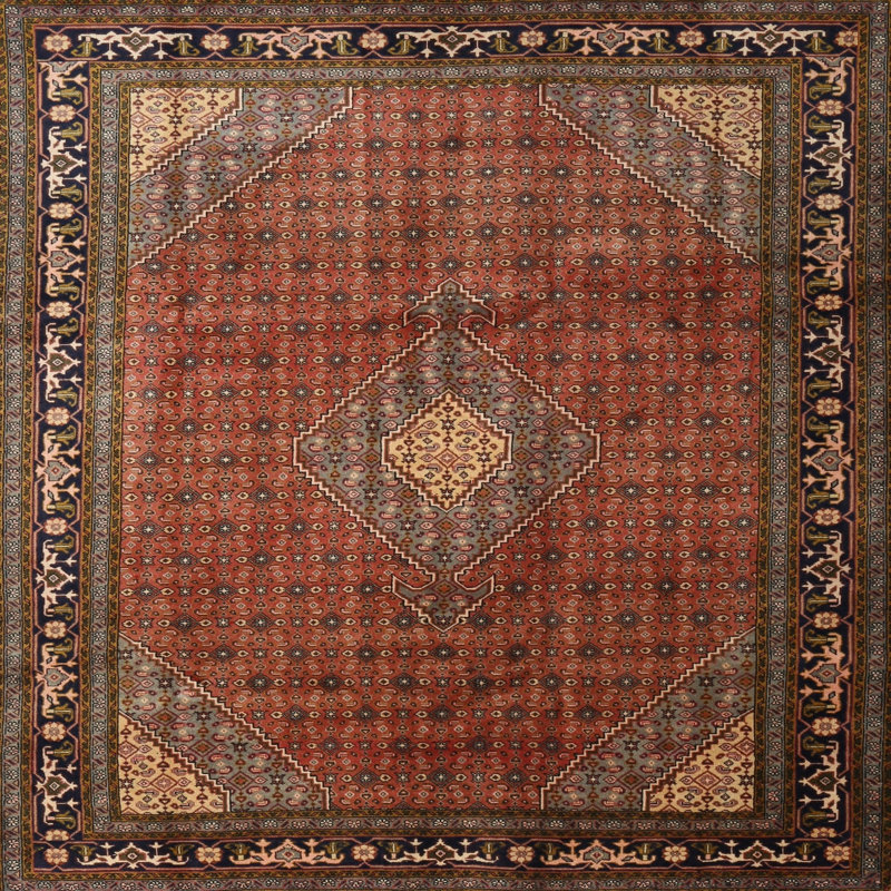 Tapis traditionnel rouge / brun, Carré 4 pi