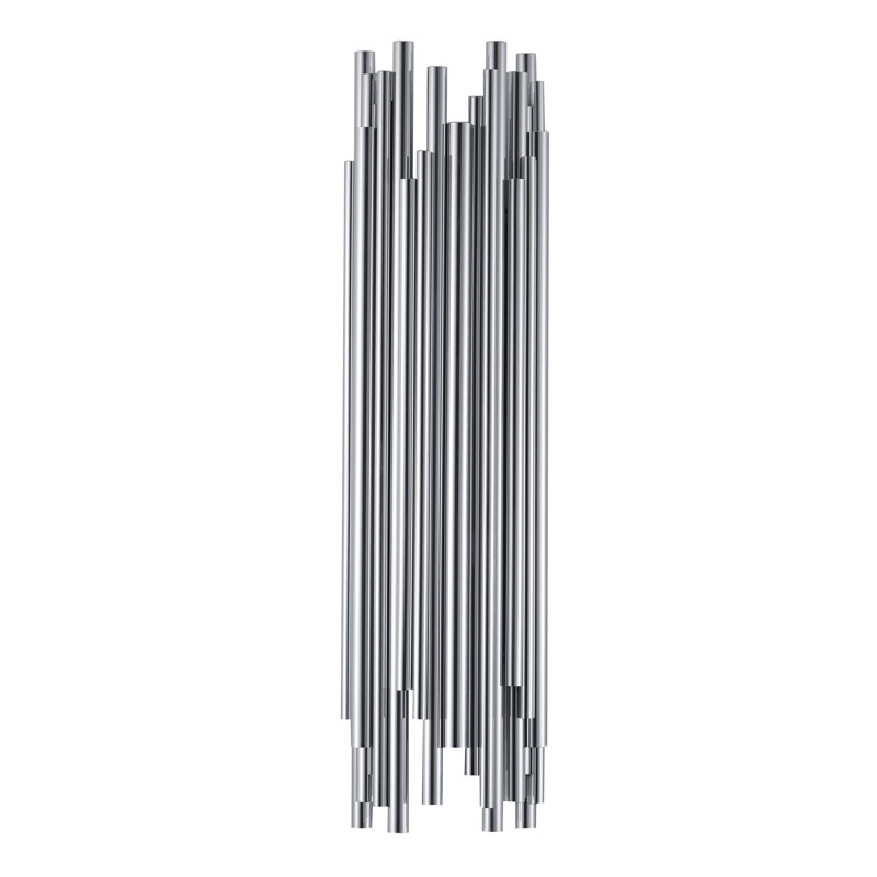 Modern 2 Light Chrome Rod Wall Sconce, Nickel