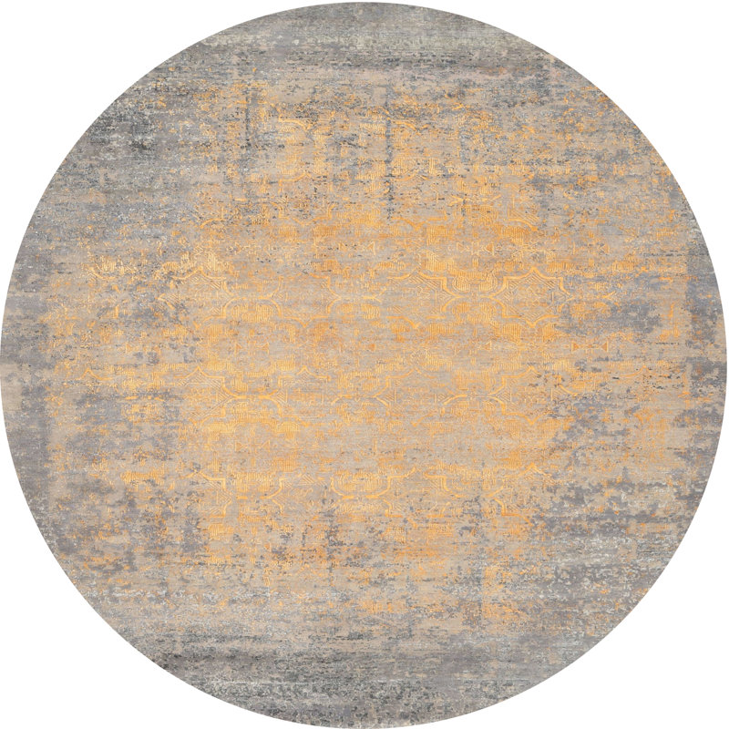Tapis de zone gris/beige contemporaine Plympt, Rond 8 pi