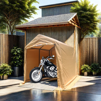 7X12ft Outdoor Storage Tent Garage Gazebo, Heavy Duty With 2 Doors & Vents, Waterproof Snow For Motorcycle, Firewood Portable Gazebo Shed Garage, Rust Proof , Garden Accessories