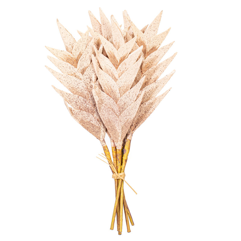 Vickerman 15" Artificial Designer Tulip Palm Stem 6/Bag. Features a paper based palm., Light Brown
