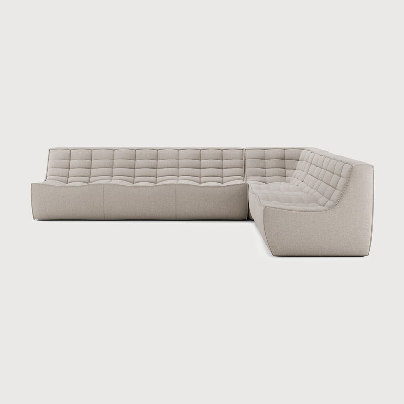 N701 Modular Sofa Set - Combo Left - 1 Seater + 2 Seater + 90° Square Corner, 30" H x 91" W x 67.5" D, Blue Polyester Blend