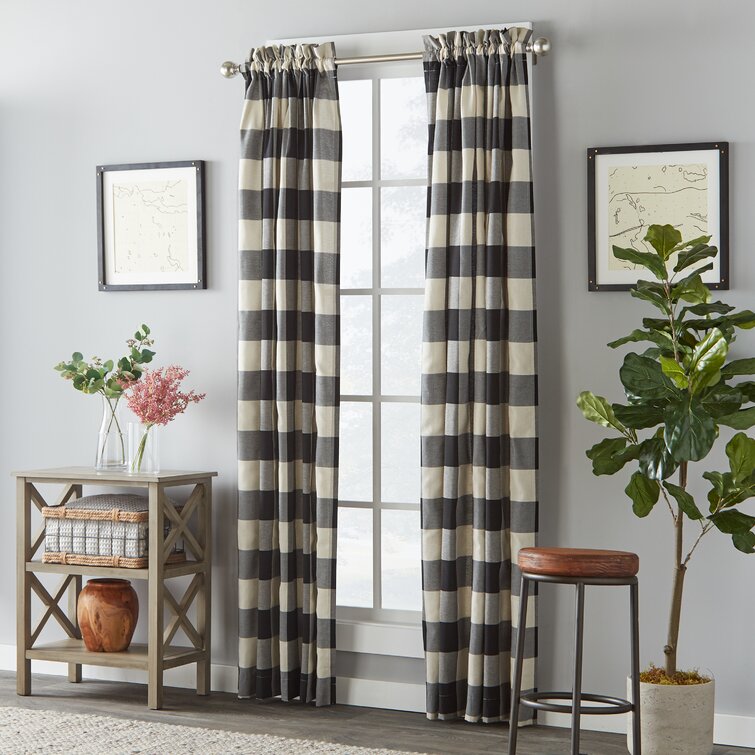 Checkered Kitchen Curtain Farmhouse Buffalo Plaid Semi Sheer Cafe Curtain,  Home Decor Light Filtering Drapes for Bathroom Bedroom, 2 Panels