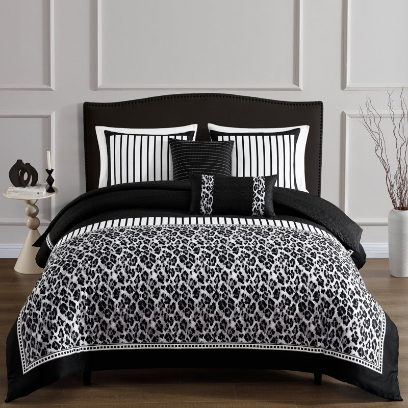 Ensemble d'édredon réversible 100% satin de coton 5 pièces Bebejan Jaguar, Grand lit